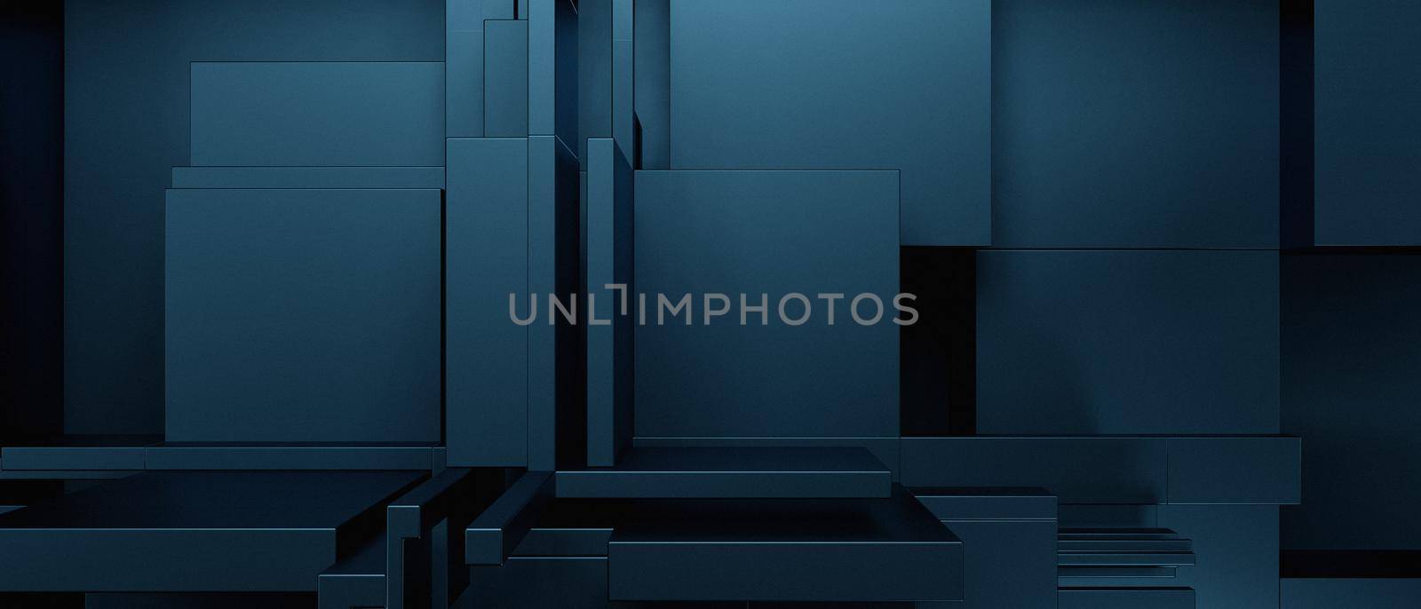 Abstract Futuristic Cubes Future Deep Blue Green Iillustration Background Wallpaper 3D Illustration