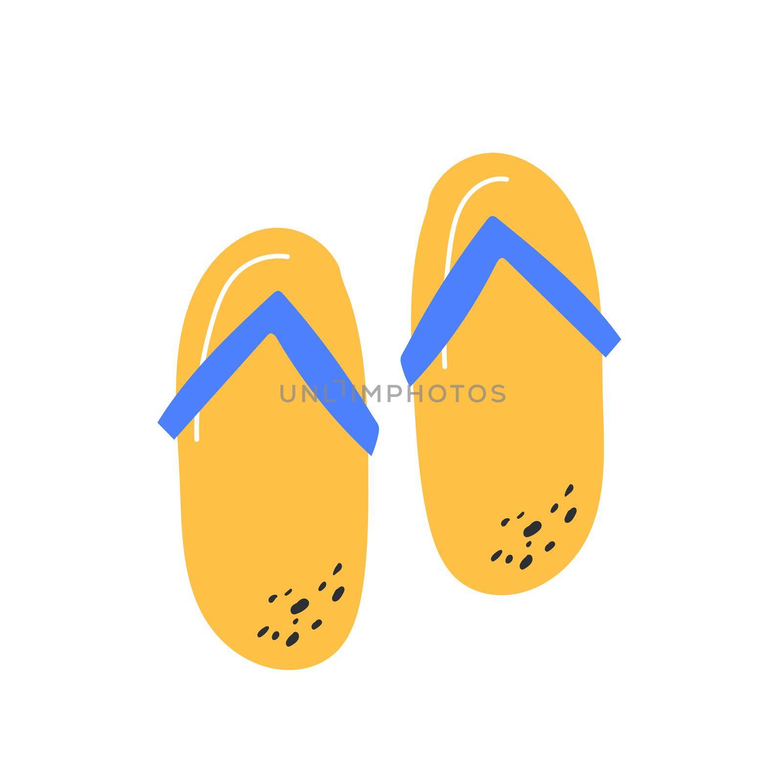 Hand drawn slippers. Vector illustration flip-flops for summer, beach, vacation by natali_brill