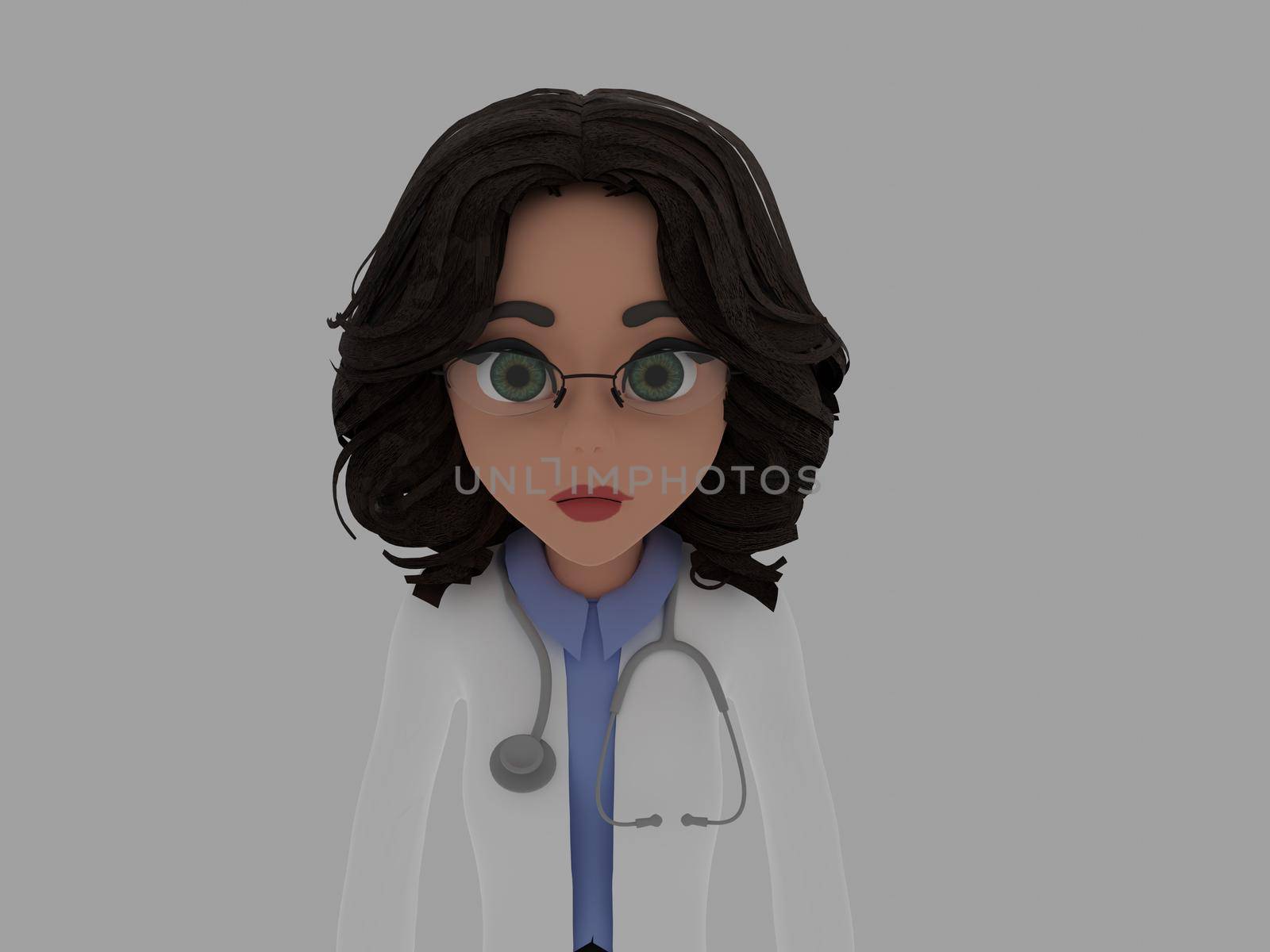 3d model of a female doctor on a white background