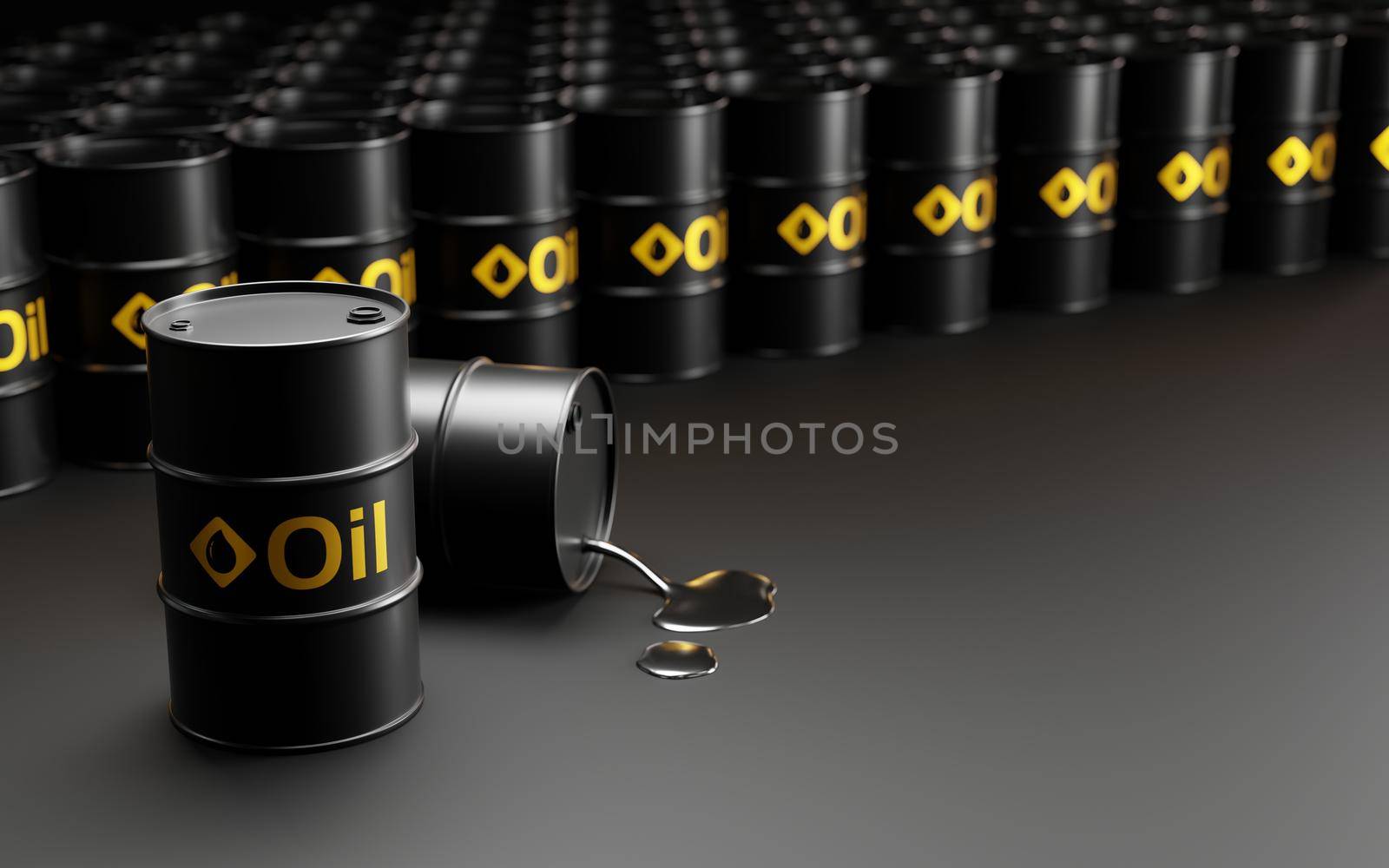 Oil barrels or crude oil 3D render by Myimagine