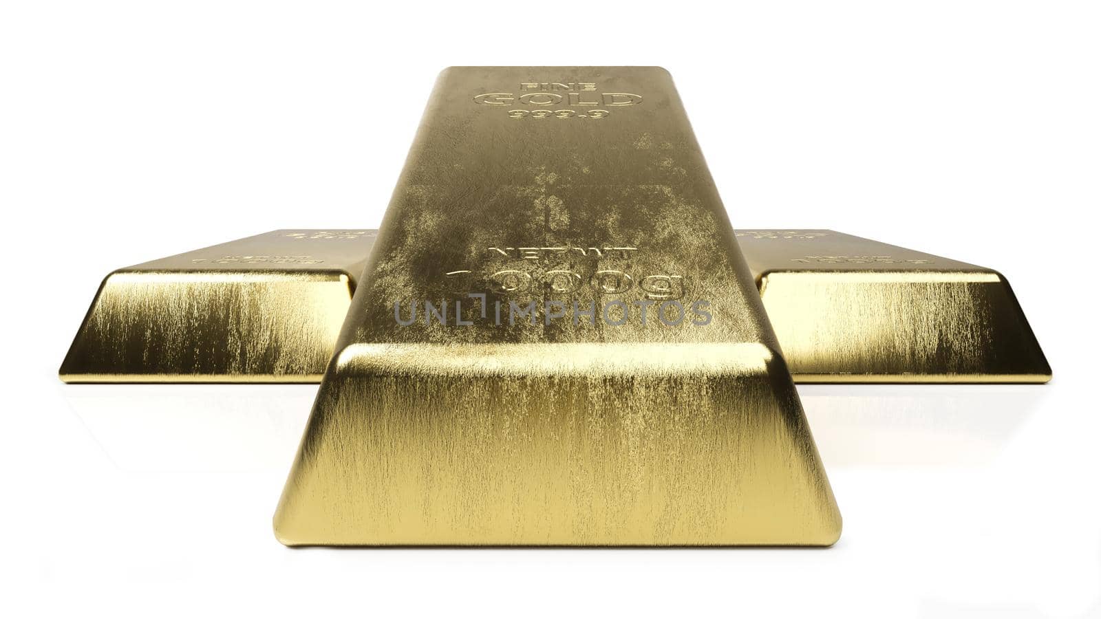 Realistic gold bar isolated on white background. Financial concept. 3d rendering