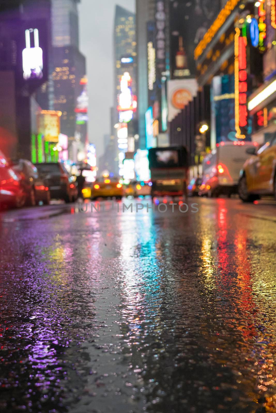 Times Square in NYC by night.