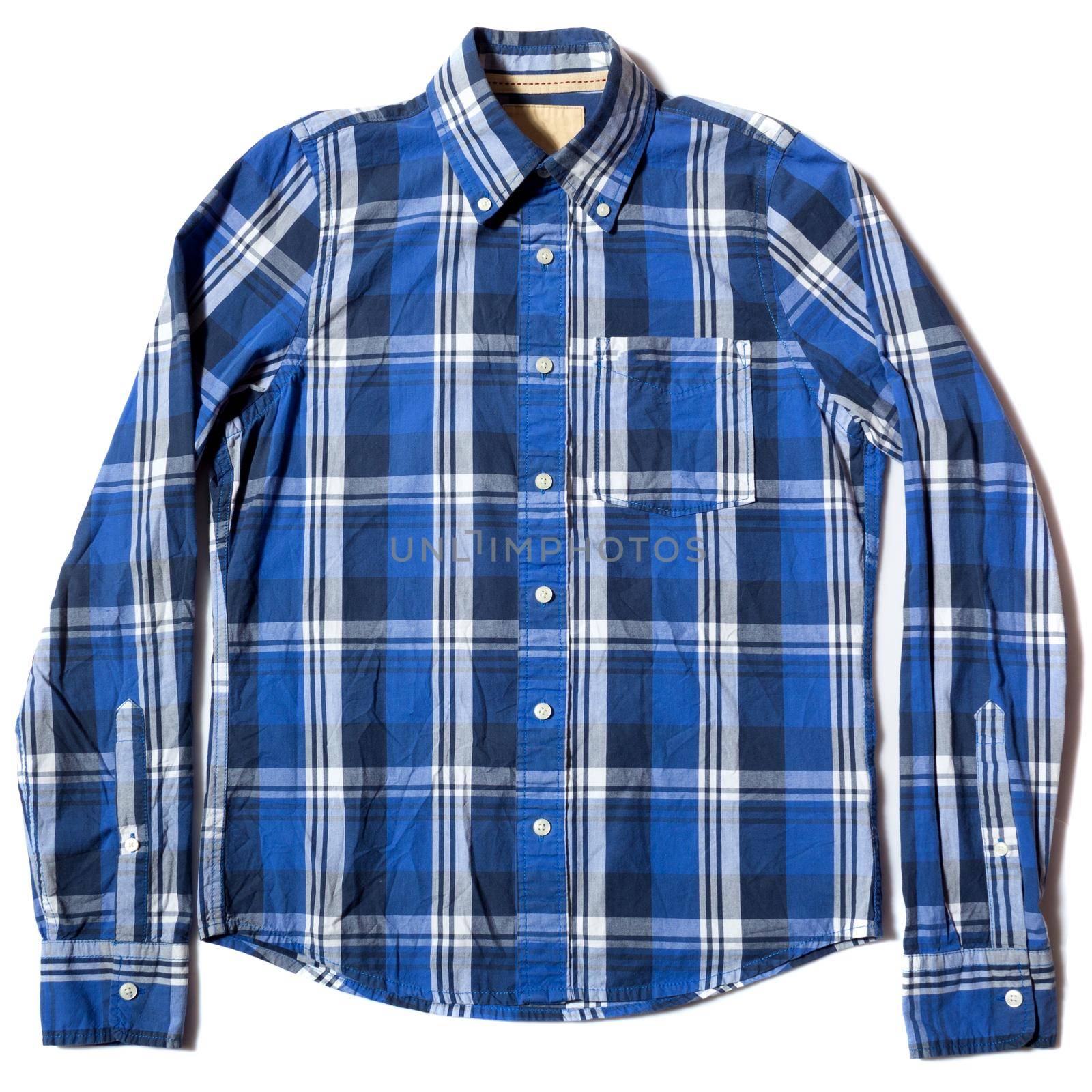 blue plaid long sleeve men's shirt by AigarsR