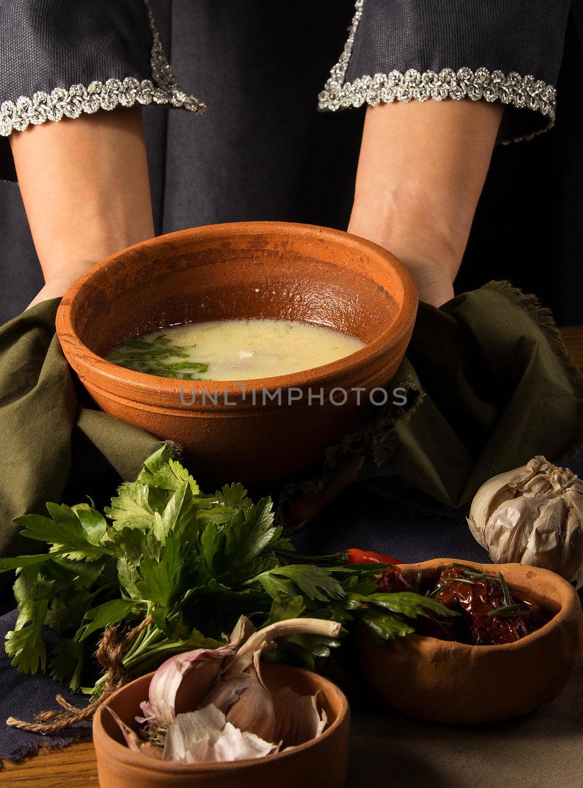 A shot of a dish in hands