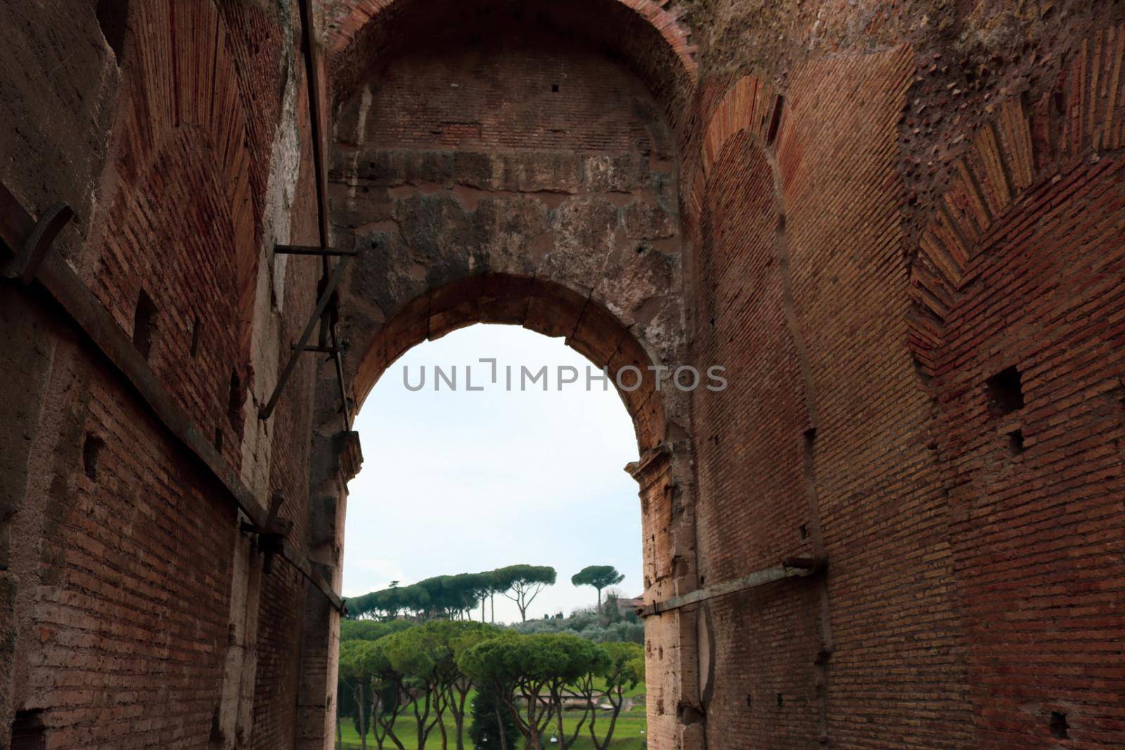 Verona, Italy - March 19, 2022: Beautiful photography of the Arena at Piazza Brà in Verona, a famous Roman amphitheater. Macro view of the old construction by day.