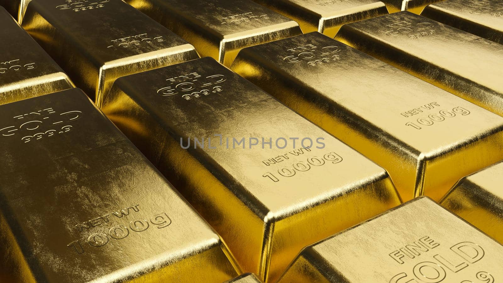 Stack of gold bars close up. Financial concepts. 3d rendering