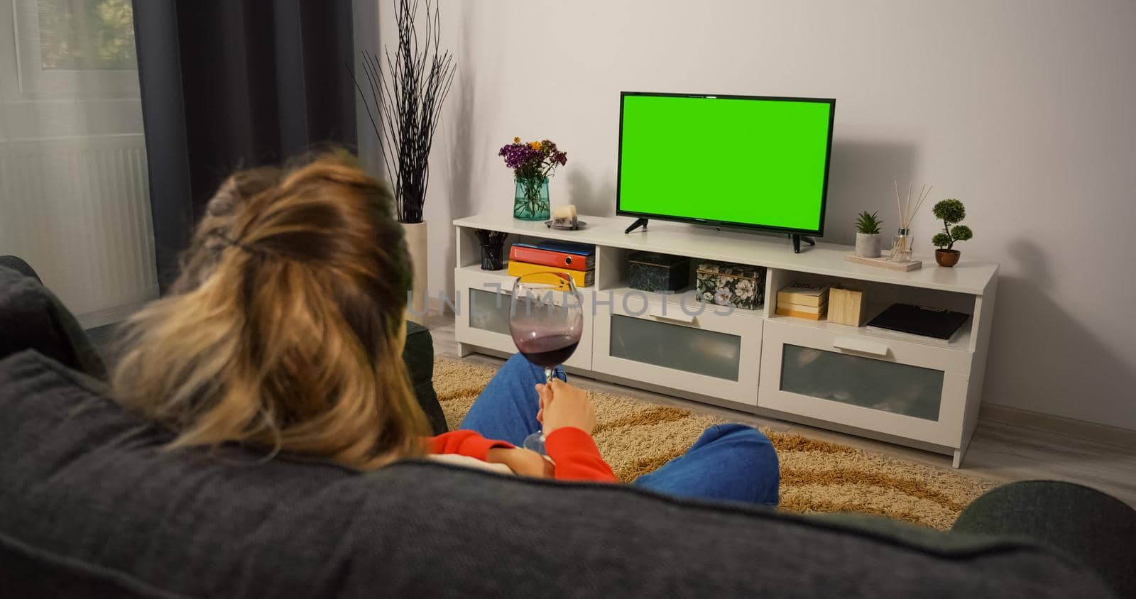 Woman Watching TV Greenscreen and Chroma Key. by RecCameraStock