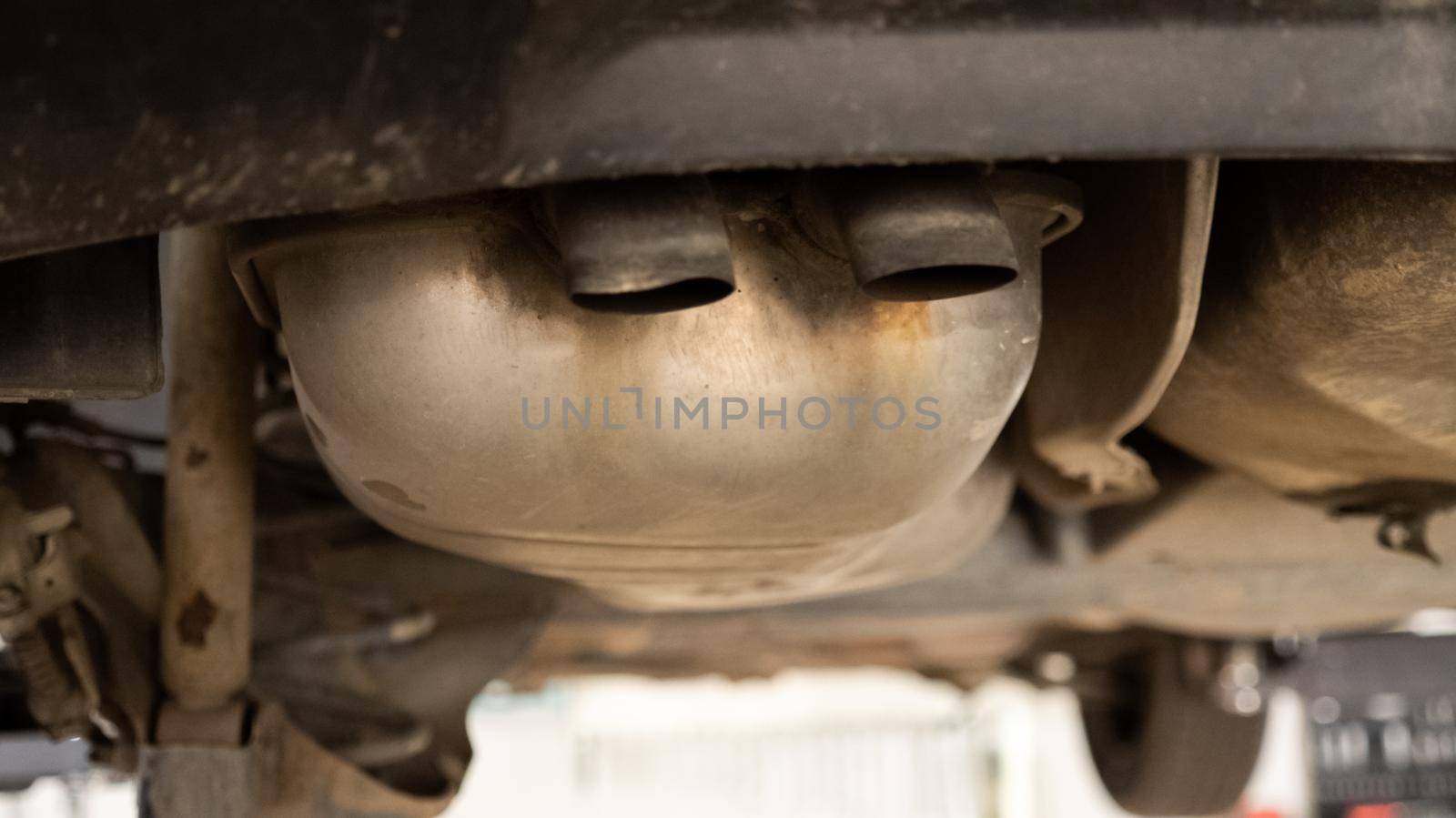 Old car Exhaust System, gasoline engine by RecCameraStock