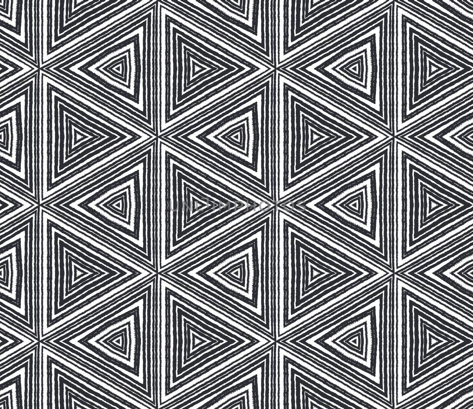 Textured stripes pattern. Black symmetrical kaleidoscope background. Trendy textured stripes design. Textile ready indelible print, swimwear fabric, wallpaper, wrapping.