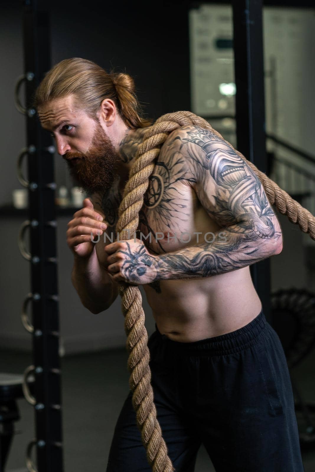 Rope invisible man tug pull was casual force person competition, concept handsome isolated from businessman from tug guy, hand fit. Training work alone, beard by 89167702191