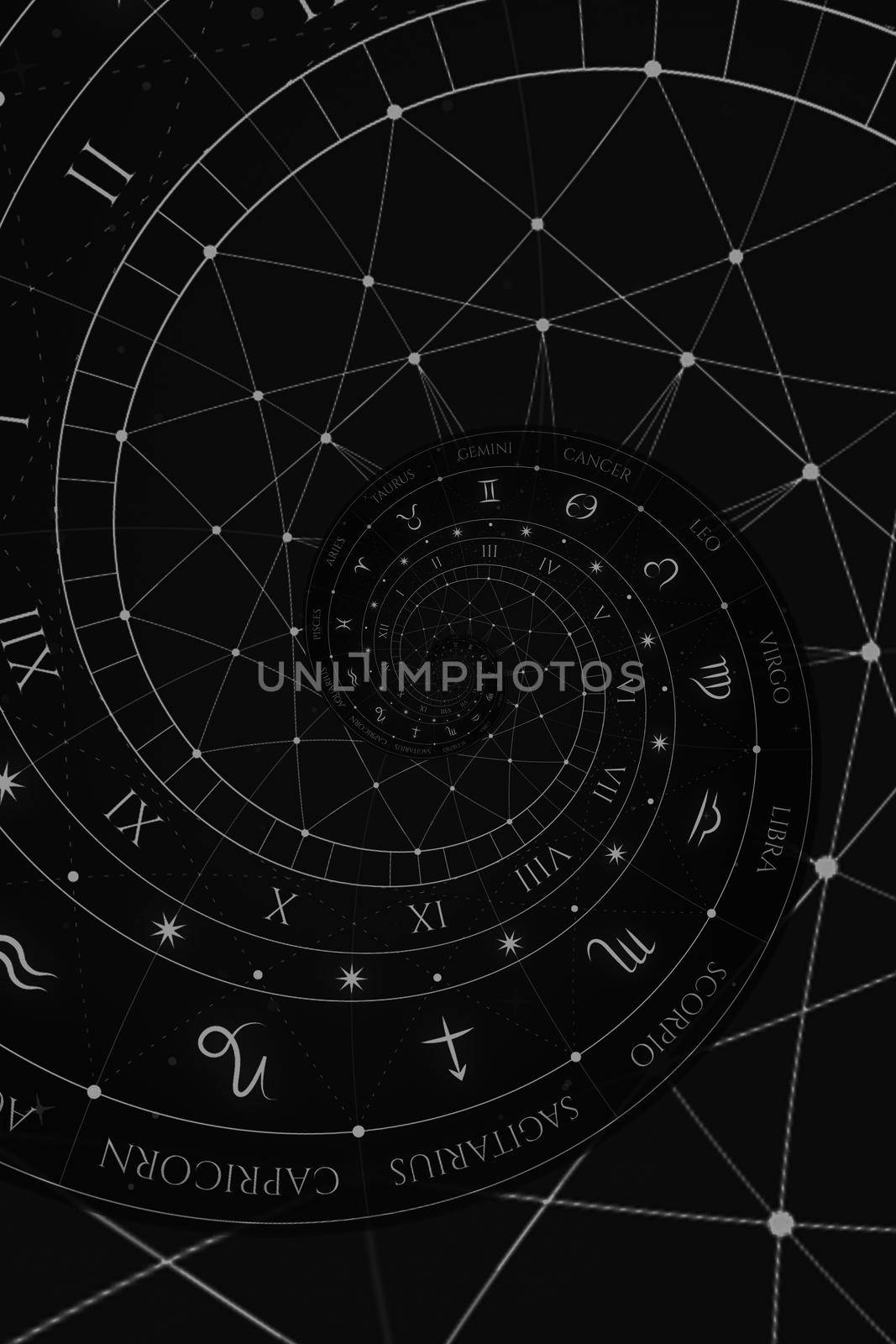 Astrology and alchemy sign background illustration - black