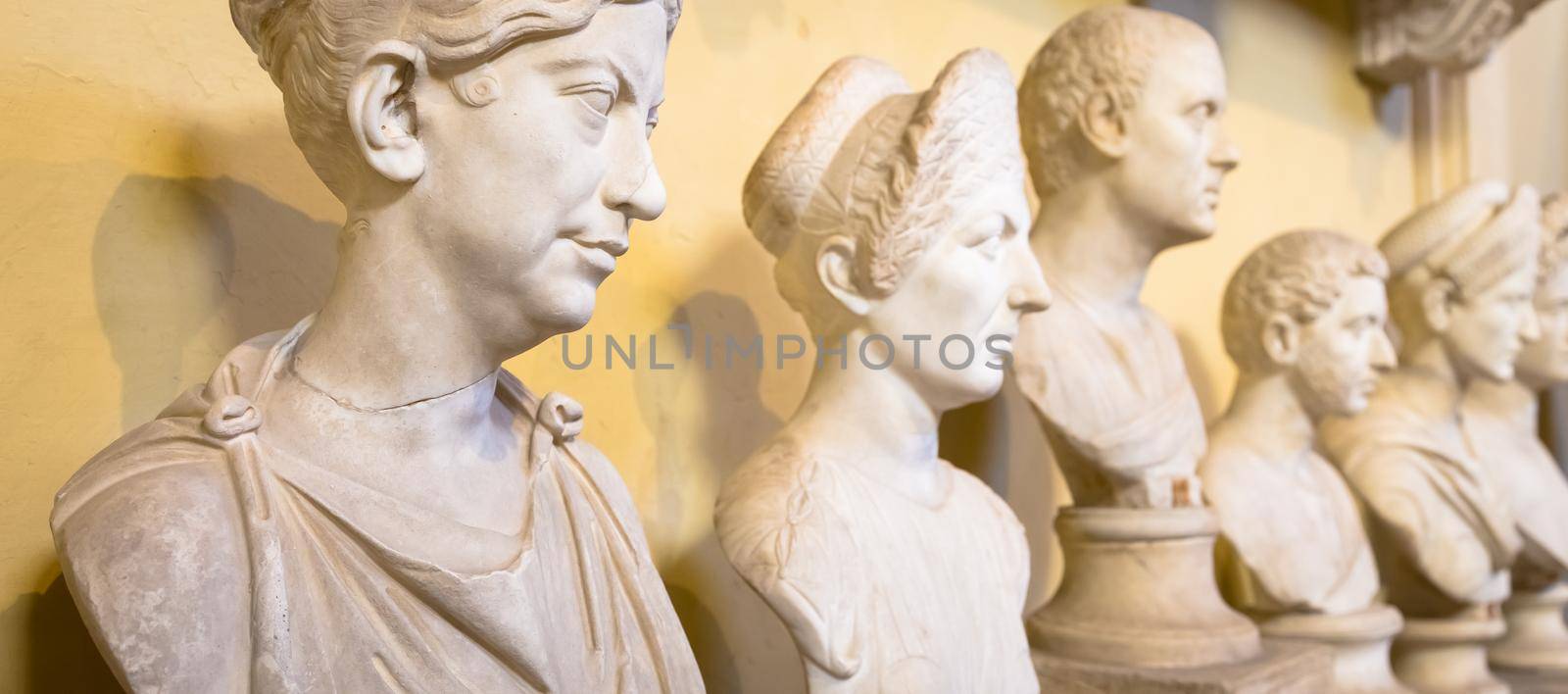 ROME, VATICAN STATE - CIRCA AUGUST 2020: classic statues perspective in Vatican Museum