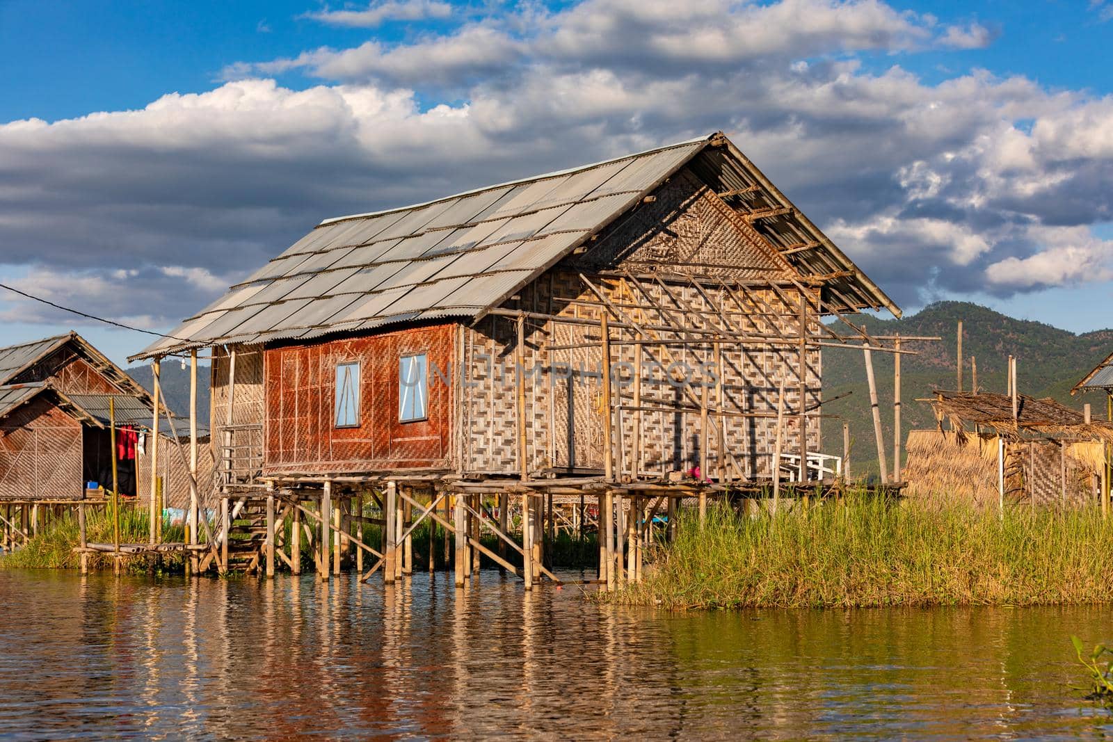 A house built on stilts in Inle Lake in Myanmar