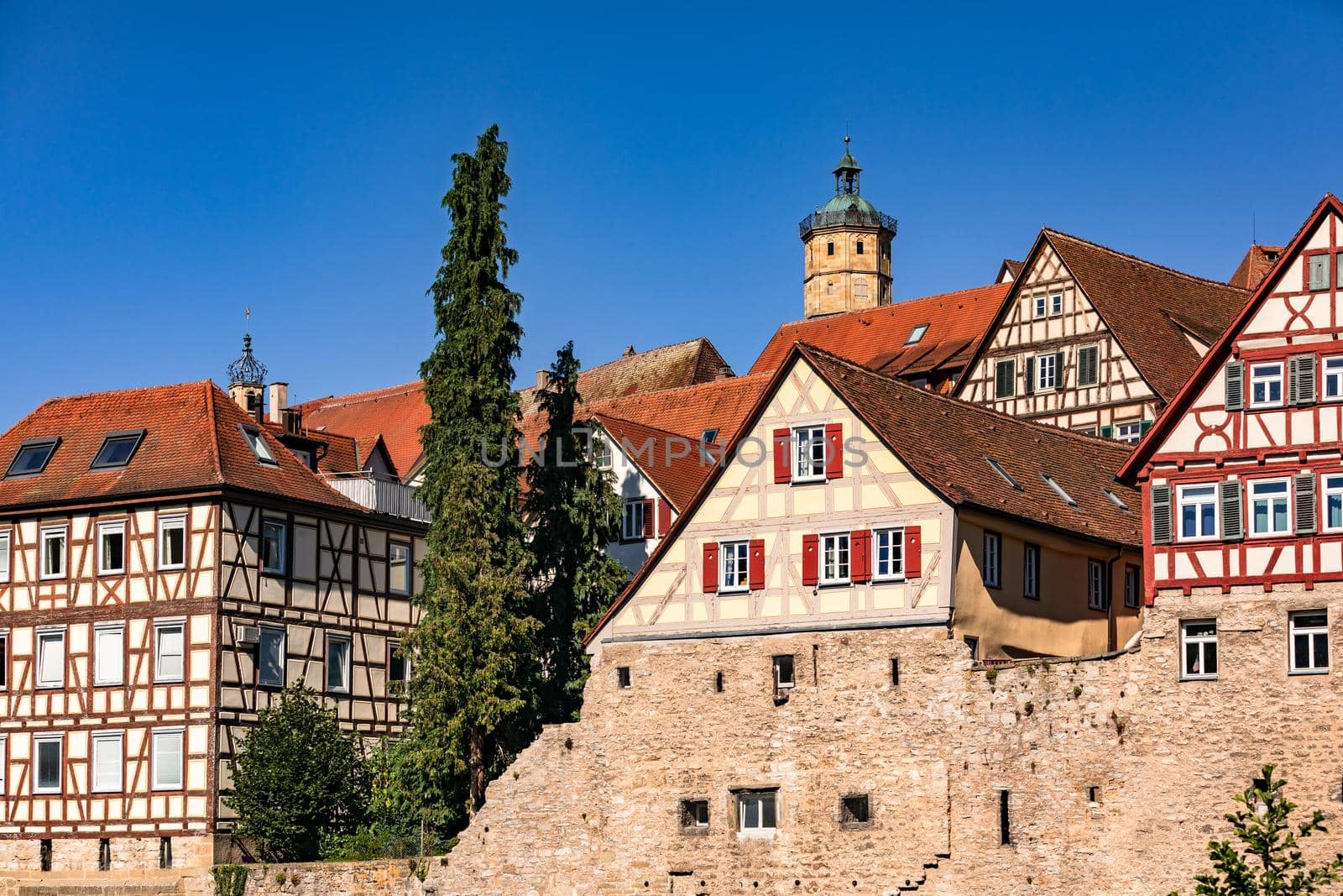 The historic old town of Schwaebisch Hall is well preserved and consists of a large number of half-timbered houses