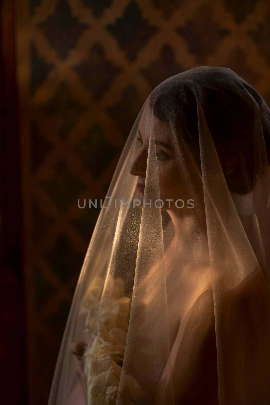 pregnant woman with a veil on her head by zokov
