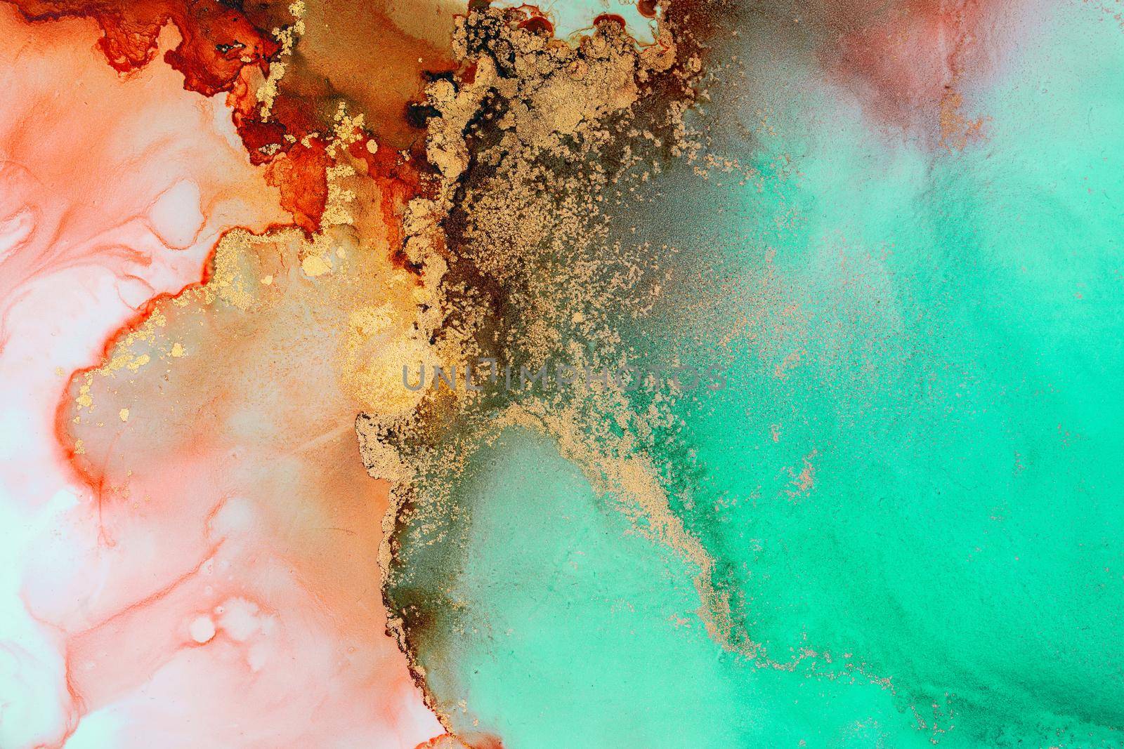 Marble ink abstract art from exquisite original painting for abstract background . Painting was painted on high quality paper texture to create smooth marble background pattern of ombre alcohol ink .
