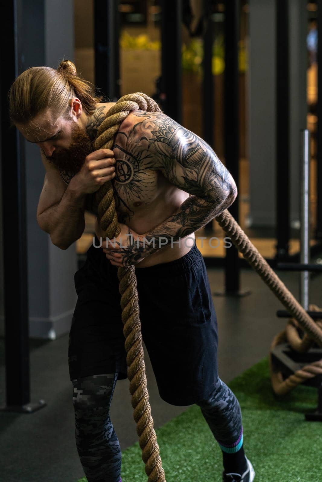 Rope invisible man tug pull was casual force person competition, concept handsome isolated from businessman from tug guy, hand fit. Training work alone, beard by 89167702191