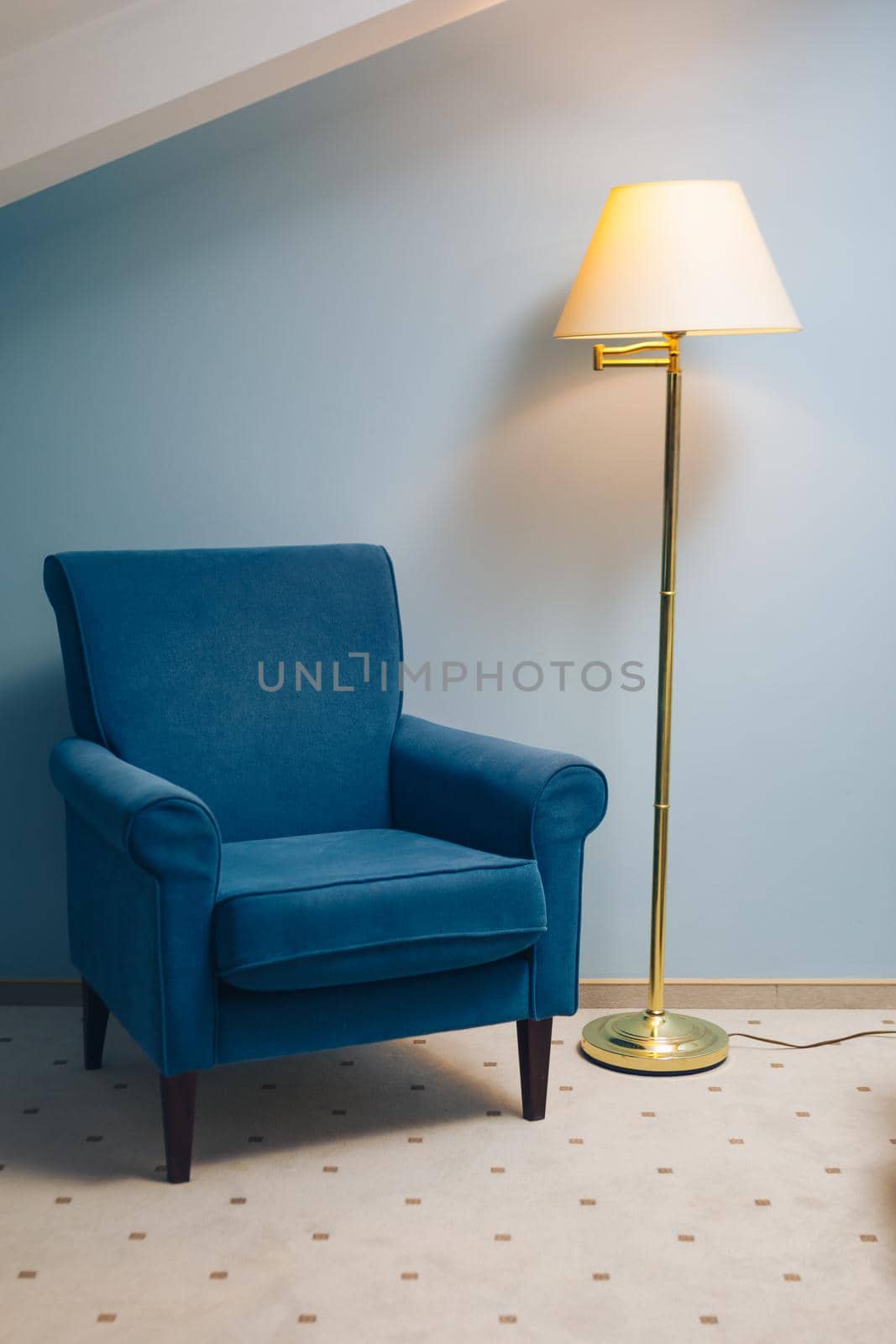 lamp light with chair on blue background  by nikkytok