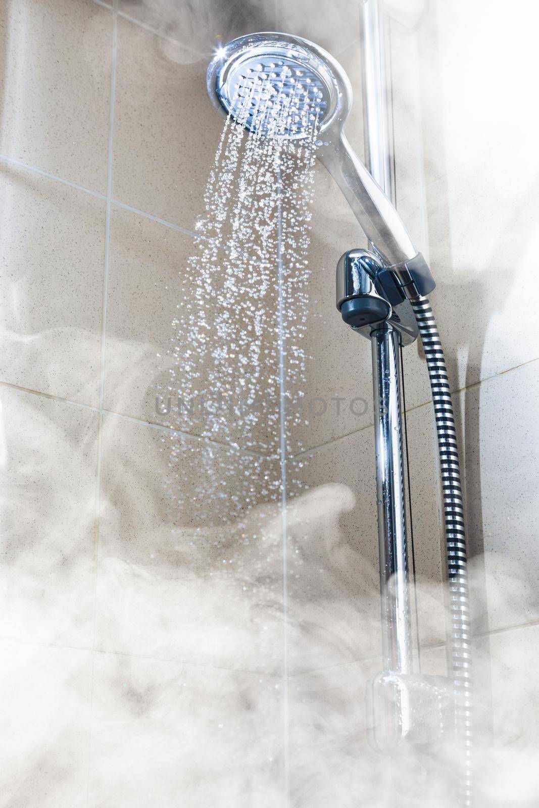 contrast shower with flowing water and steam by nikkytok