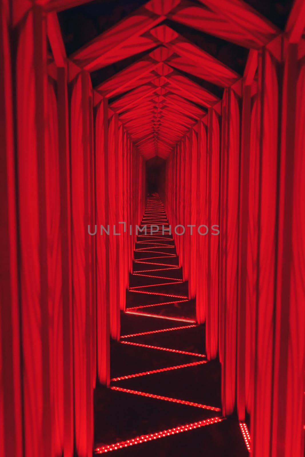 labyrinth mirror maze with red illumination