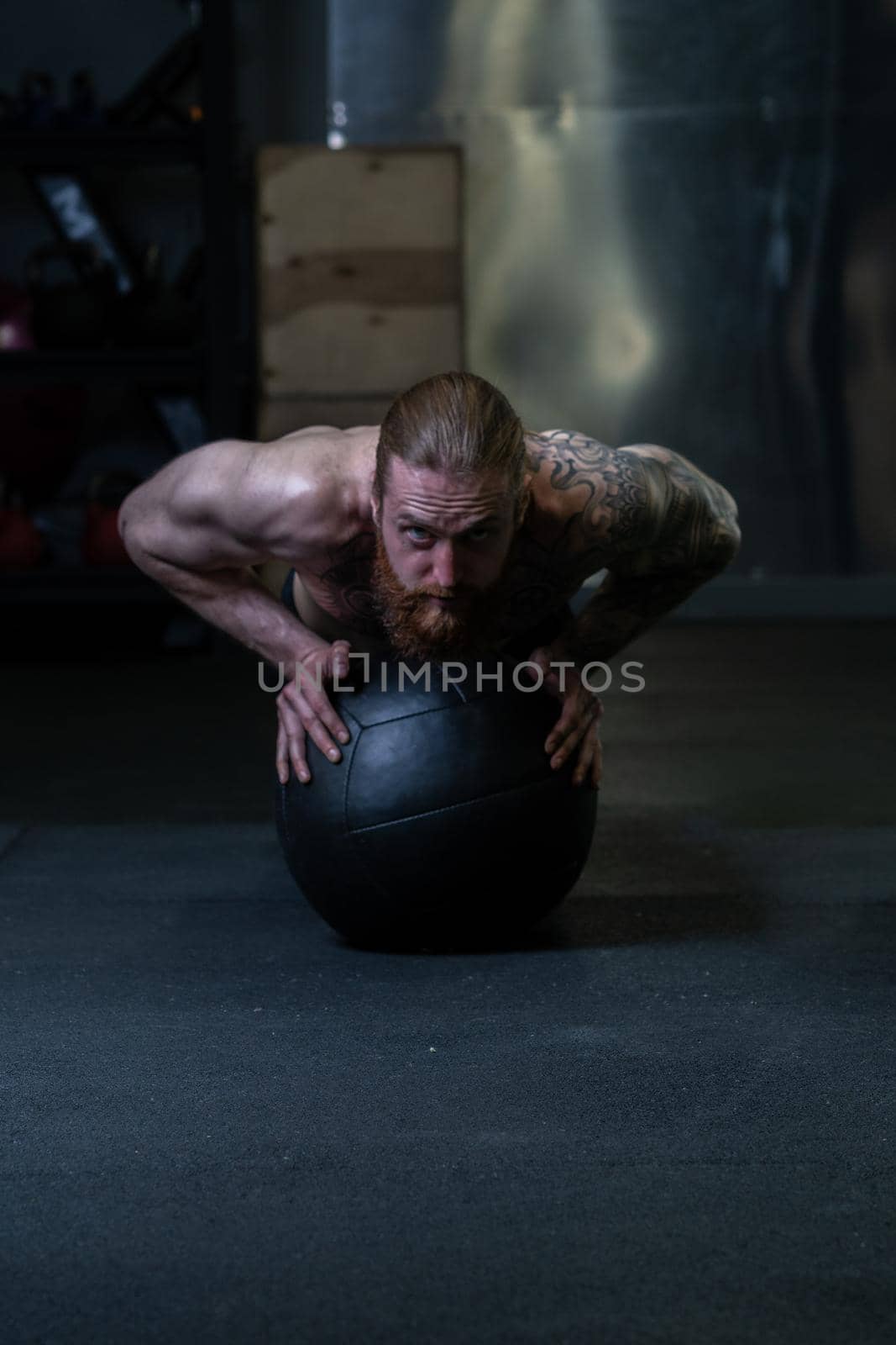 Ball - man ups beard push athletic medicine push caucasian fitness, concept muscular sexy from workout from young male, lifestyle boxer. Physical supplement, by 89167702191