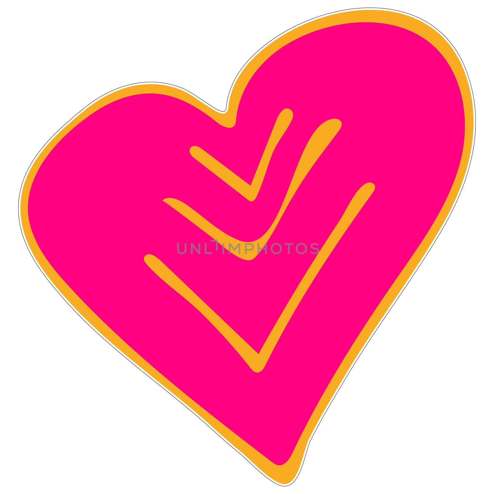 Hand Drawn Pink Heart. Printable Sticker. Day of the Dead, Dia de los Muertos.