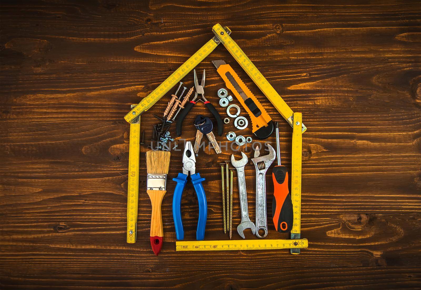 Repair work of a house with tools. Selective focus. by yanadjana