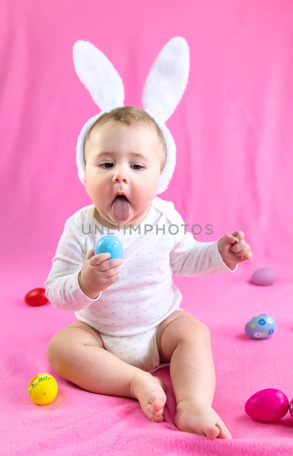 Happy easter baby holiday concept. Selective focus. Child.