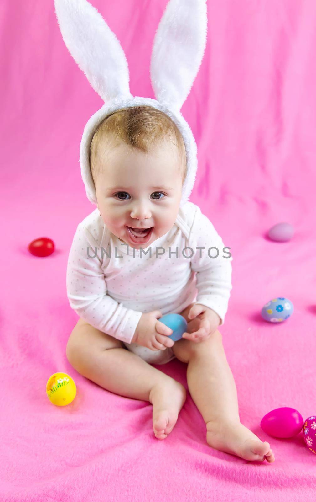 Happy easter baby holiday concept. Selective focus. Child.