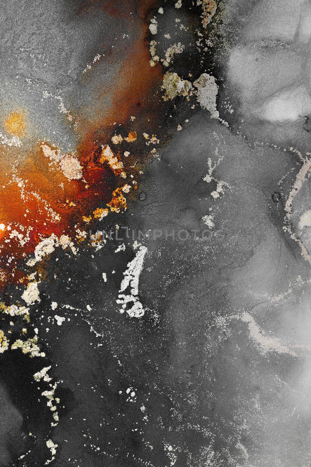 Burning abstract background from marble ink art of exquisite original painting . Painting was painted on high quality paper texture to create smooth marble background pattern of ombre alcohol ink .