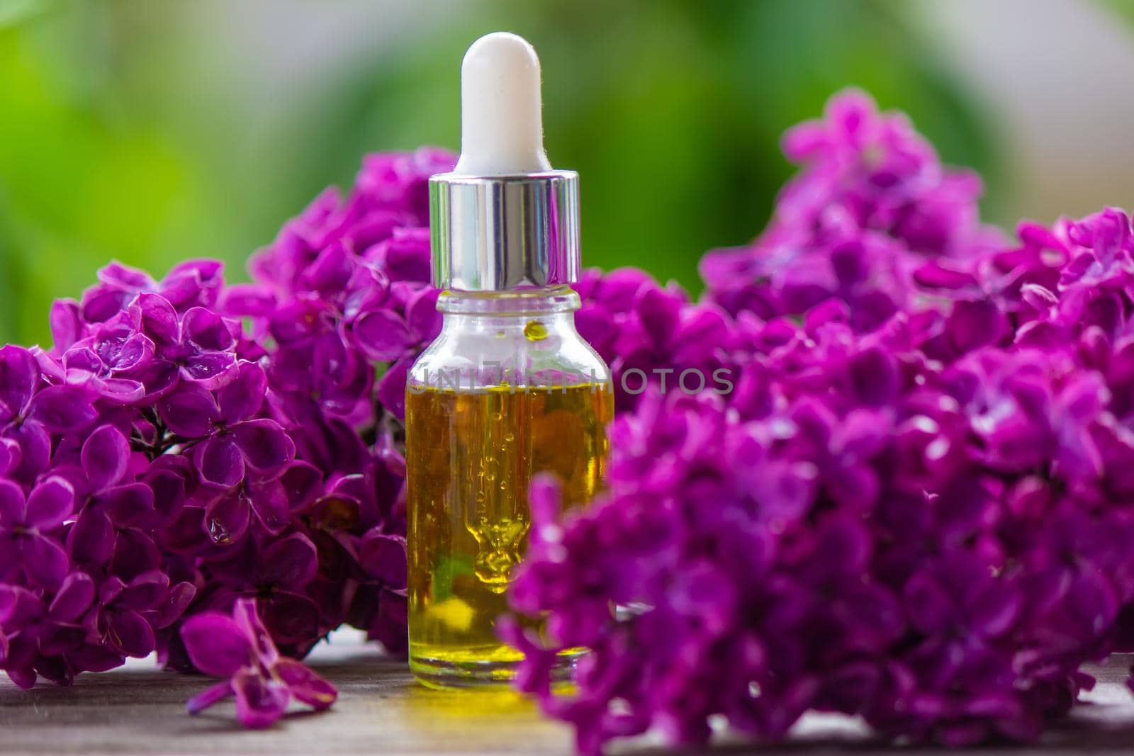 Lilac essential oil in a small bottle. by Anuta23