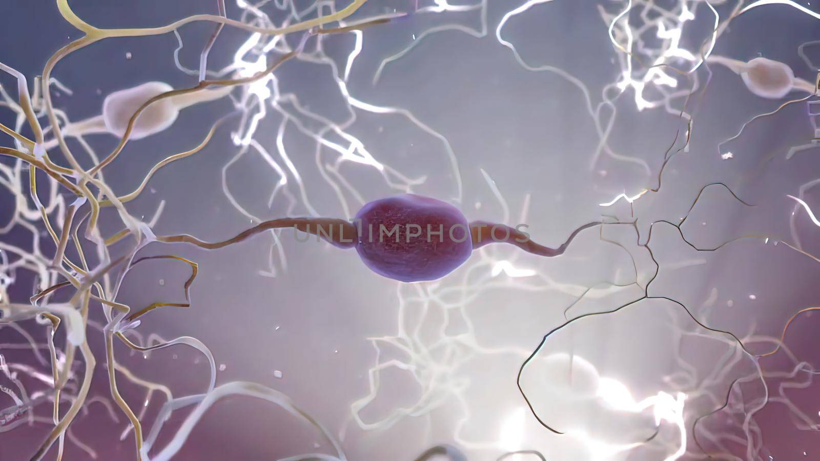 Intro Brain Impulses. Neuron System. Transferring Pulses And Generating .From neurons during synapsis to a human head. 3d illustration