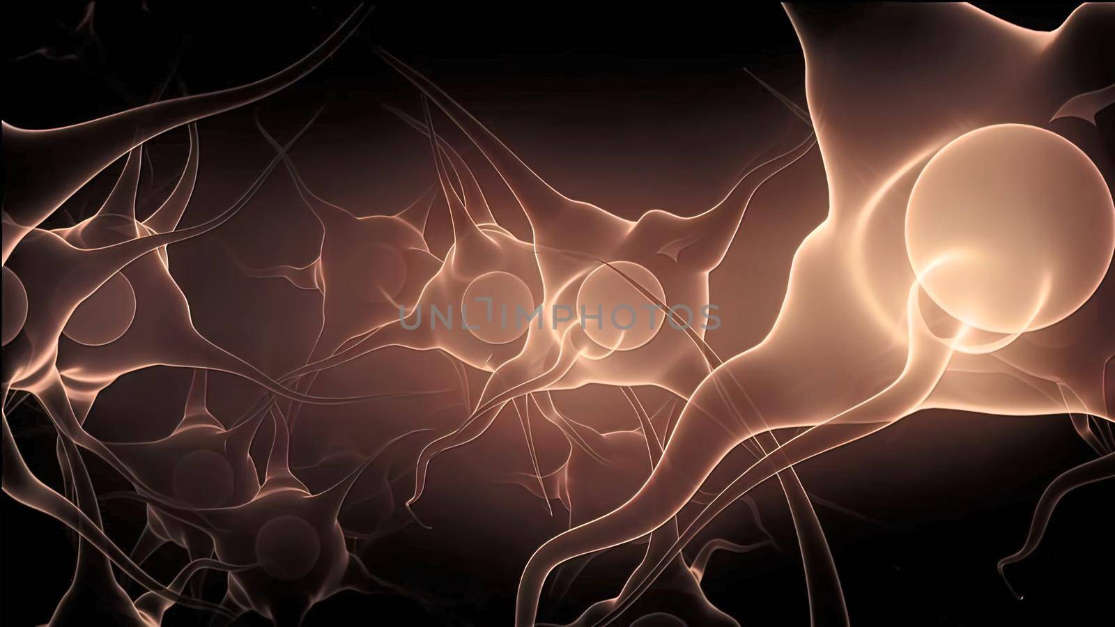 Neuron and synapses 3d , medical illustration.