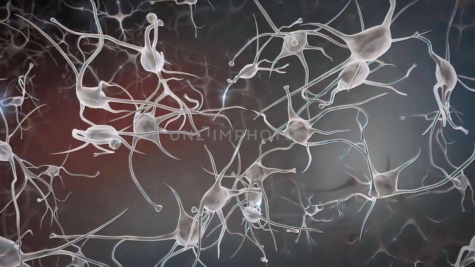 Electrical impulses between neuronal connections 3d illustration