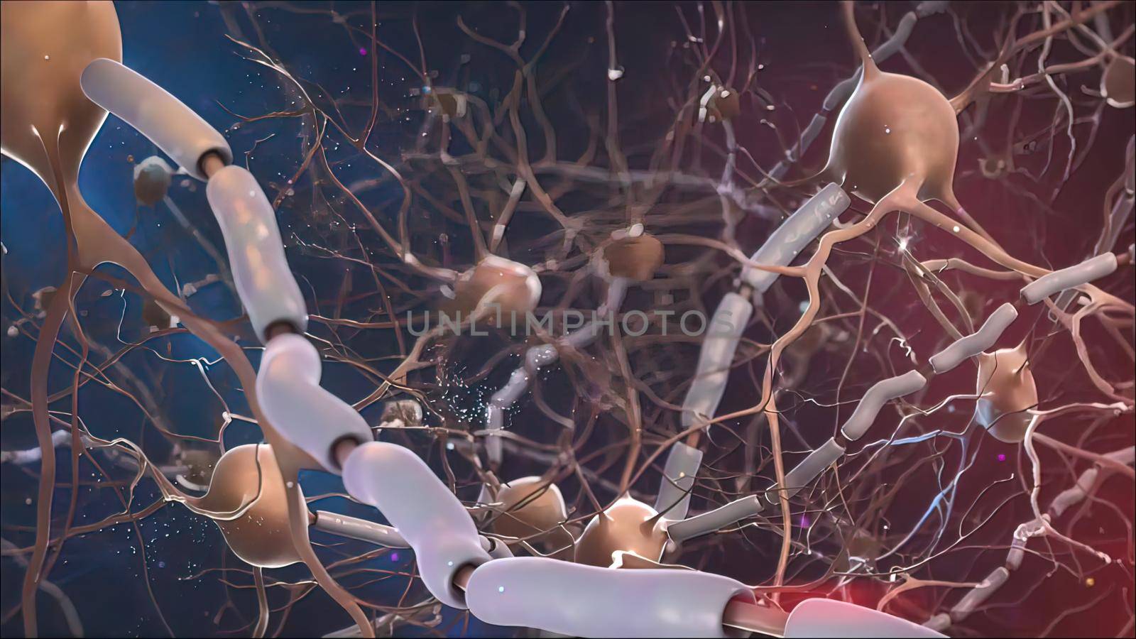 neurobiology, nervous system cells 3d medical 3d illustration