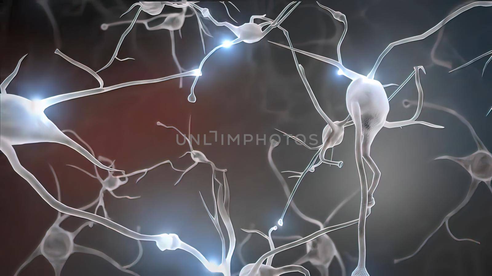 Neuron and synapses 3d , medical illustration.
