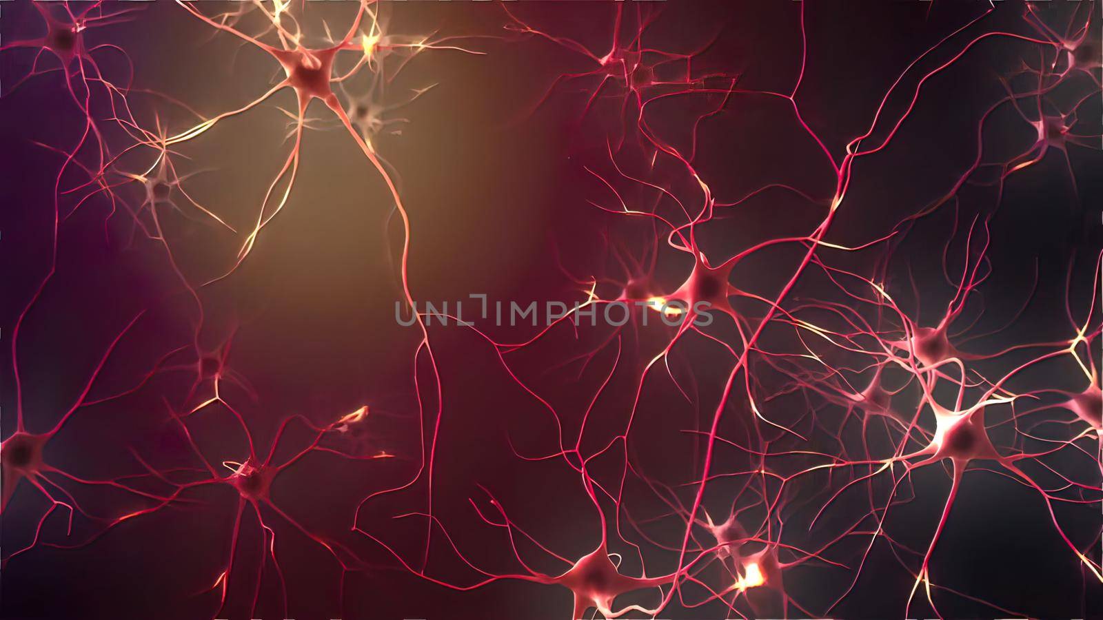 Neurons, Neural Connections, Signal Transmission By Neurons 3d illustration