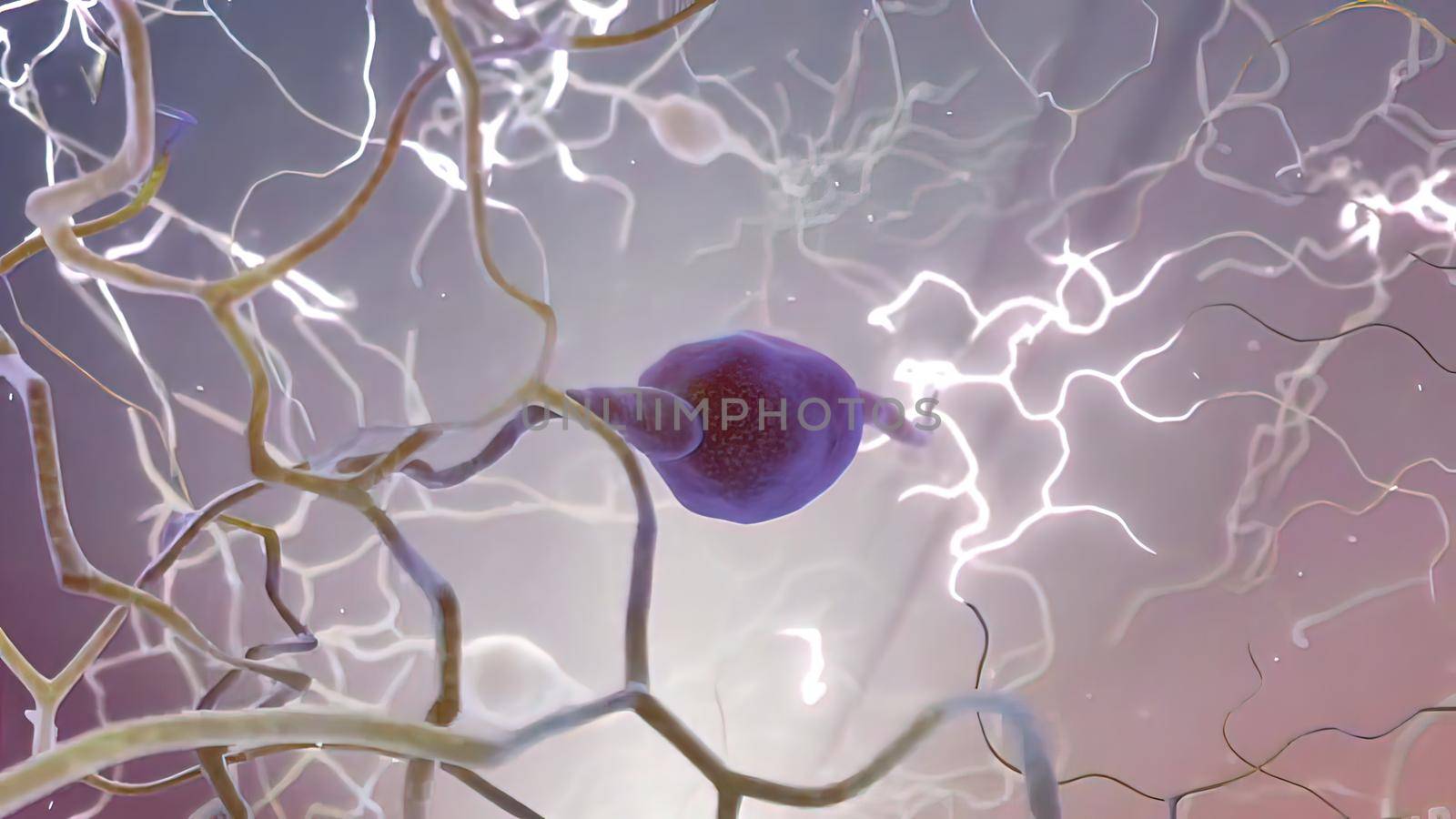 Intro Brain Impulses. Neuron System. Transferring Pulses And Generating .From neurons during synapsis to a human head. 3d illustration