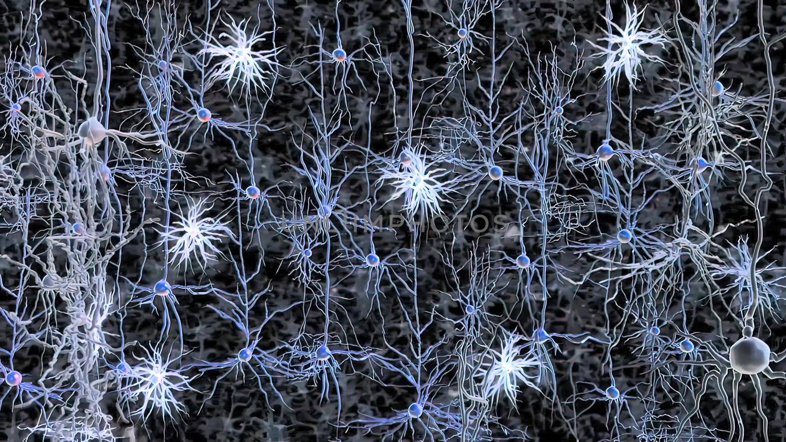 Neurons in action. electrical impulses between neuronal connections by creativepic