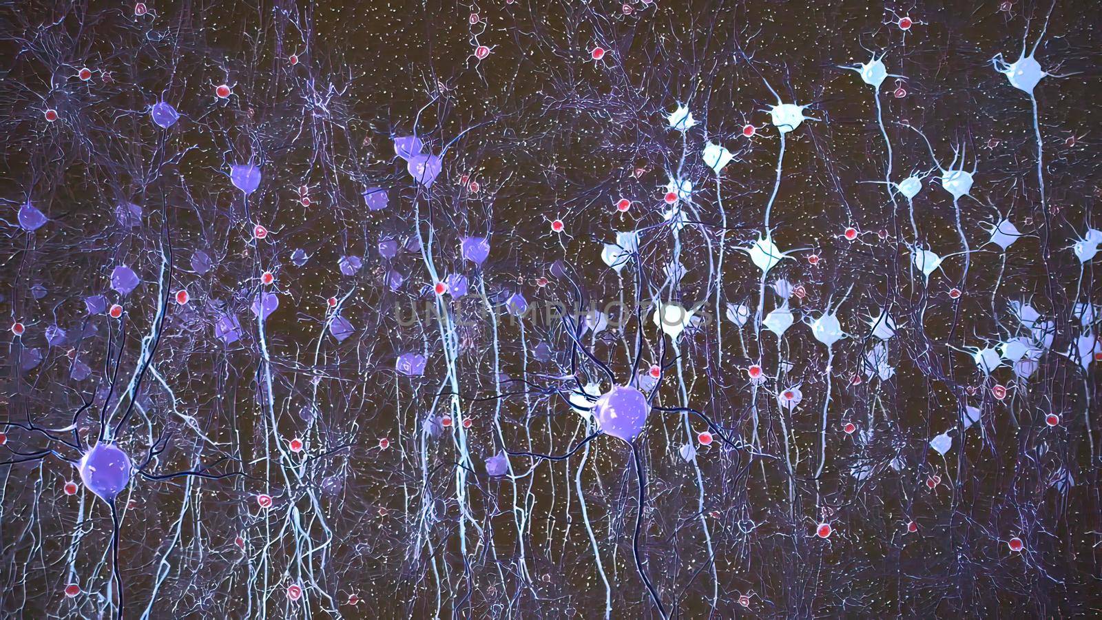 Neurons in action. electrical impulses between neuronal connections by creativepic