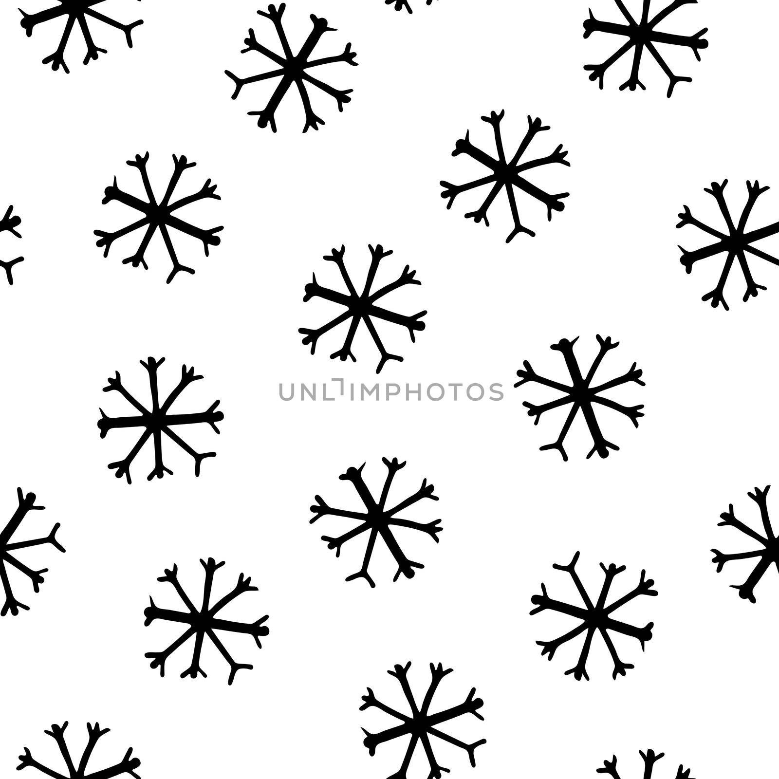 Seamless Pattern with Snowflakes on White Background. by Rina_Dozornaya