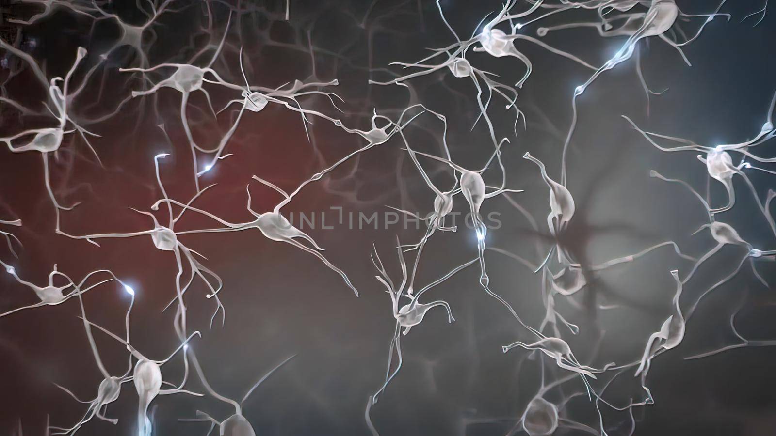 Intro Brain Impulses. Neuron System. Transferring Pulses And Generating .From neurons during synapsis to a human head. 3d illustration