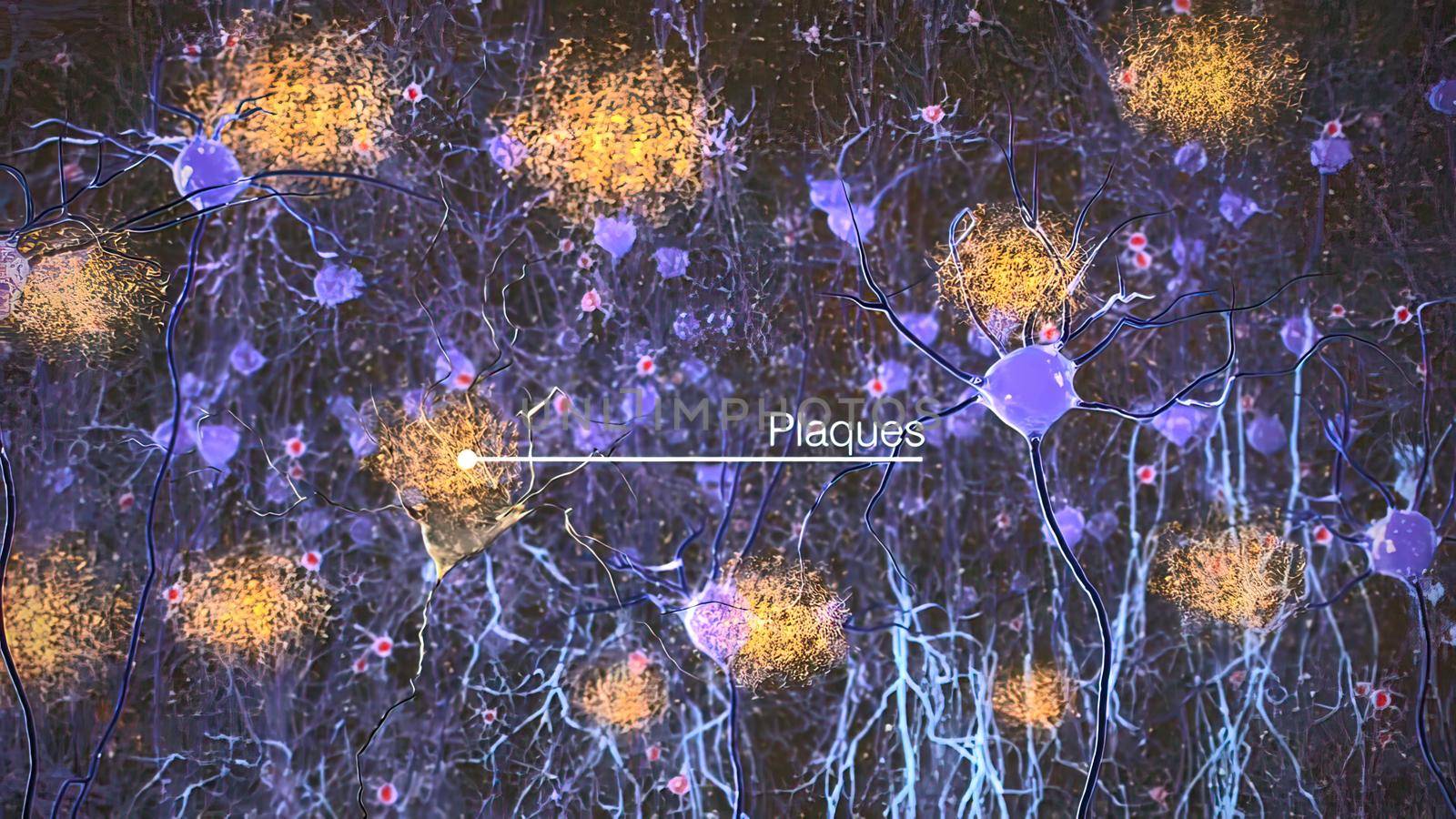 Neurons in action. electrical impulses between neuronal connections 3d illustration