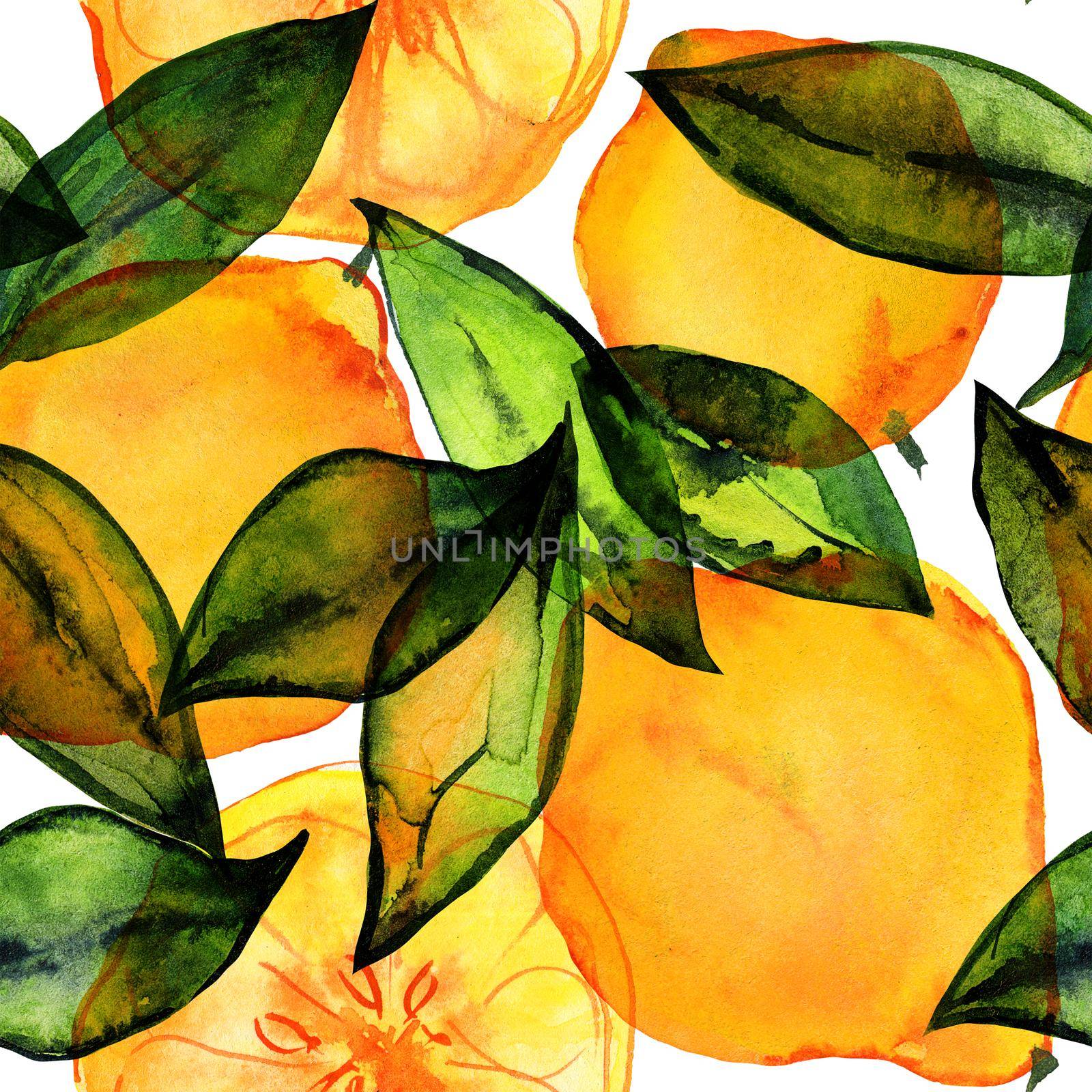 Watercolor lemons seamless pattern by Xeniasnowstorm
