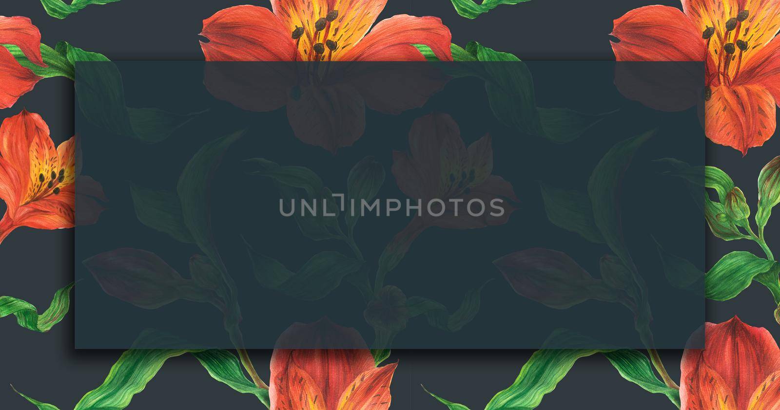 Floral dark banner with red alstroemeria by Xeniasnowstorm