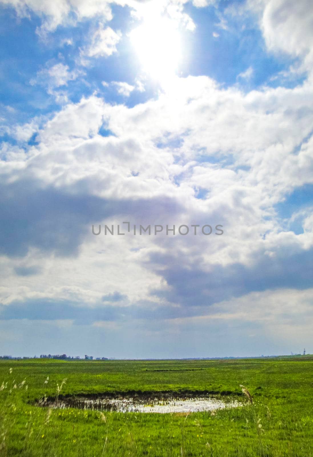 North German coast and nature landscape panorama from Bremerhaven Germany.