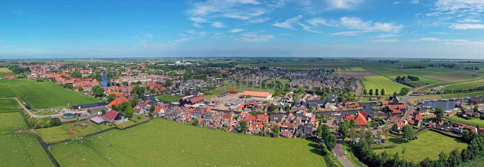 Aerial from the traditional town Workum in Friesland in the Netherlands by devy