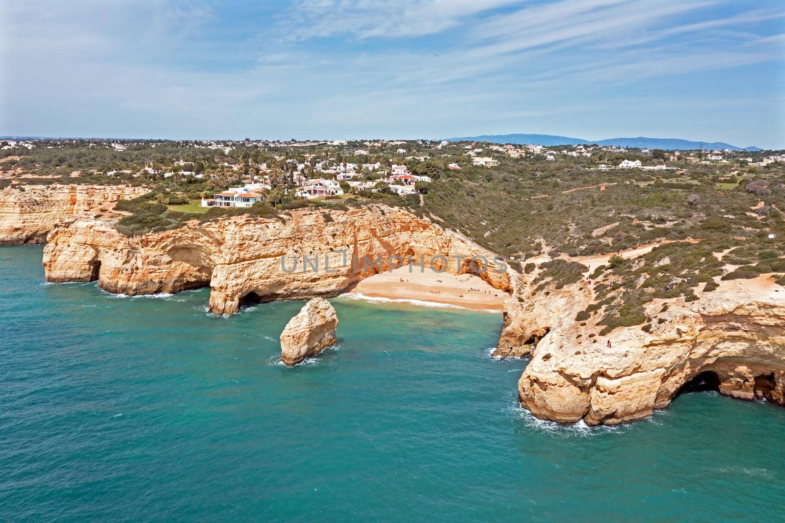 Aerial from Praia do Carvalho near Benagil in the Algarve Portugal by devy