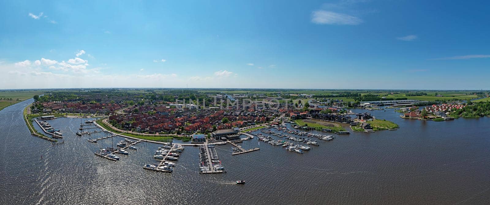 Aerial panorama from the city Grou in Friesland the Netherlands by devy
