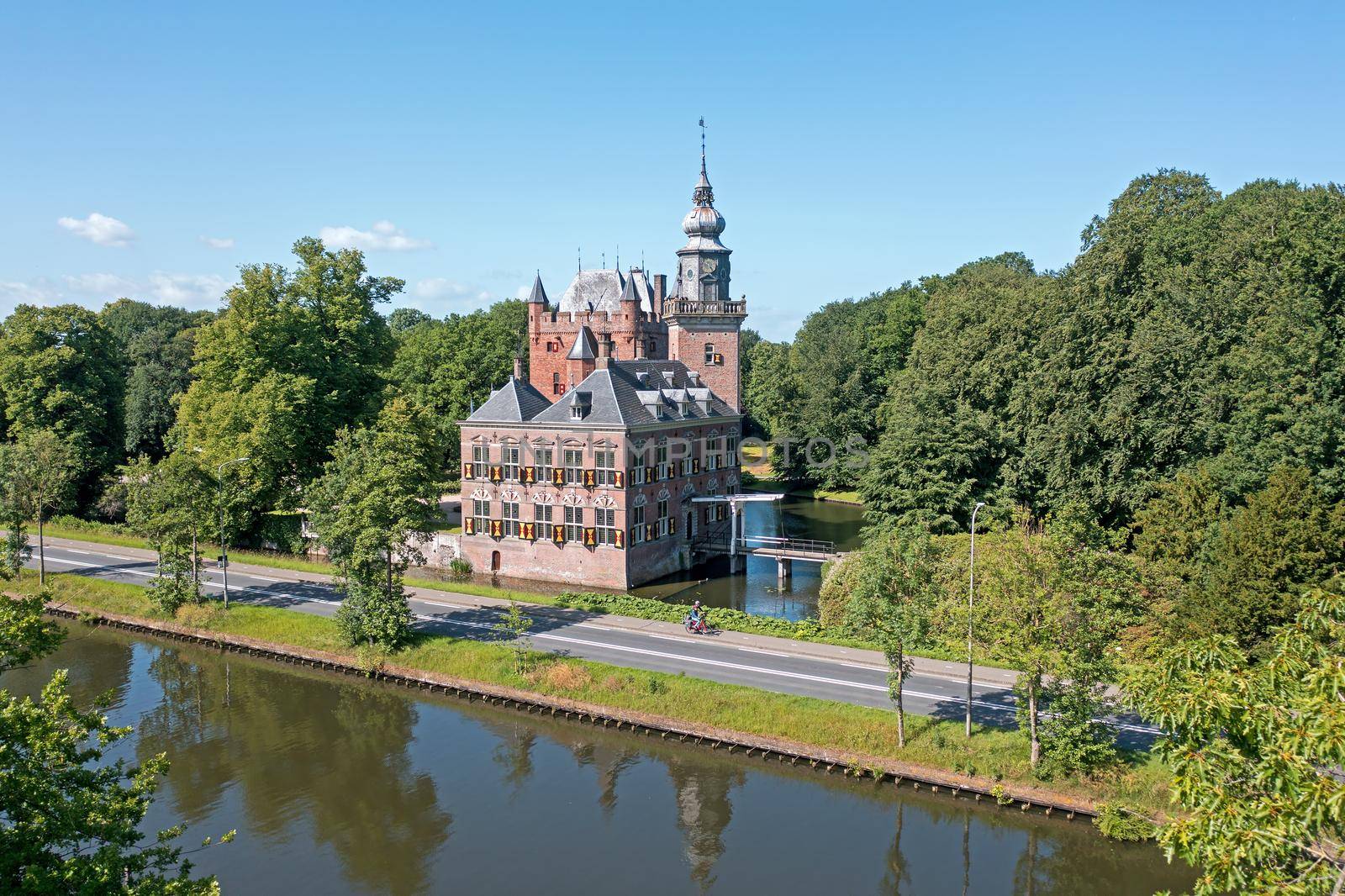 Aerial from castle Nijenrode at the river Vecht in the Netherlands by devy